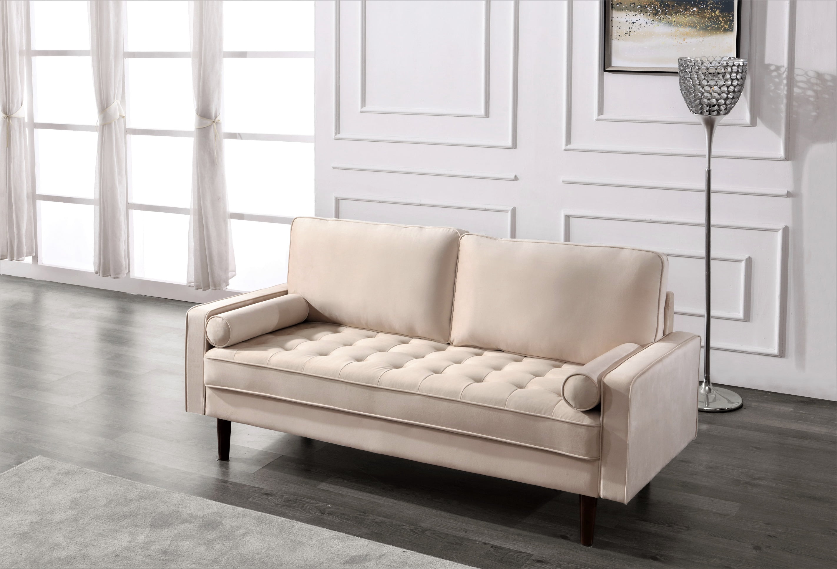 Uspridefurniture Hazen 2Pcs Velvet Living Room Set, Sofa Loveseat,Beige
