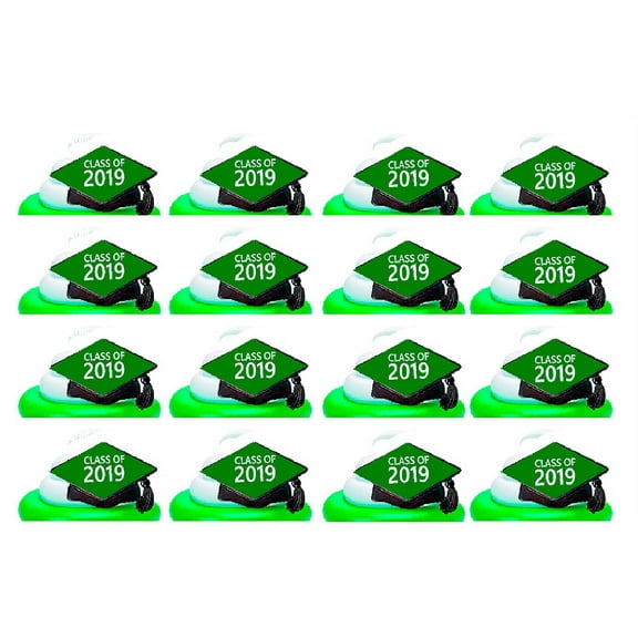 Class of 2018 Graduation Green Easy Toppers Cupcake Decoration Rings -24pk