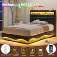 thumbnail image 2 of Afuhokles Lift Up Storage Twin Bed Frame with Charging Station and Hidden Storage Headboard, LED Lights Upholstered Platform Bed with Hydraulic Storage, Black, 2 of 8