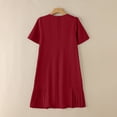 thumbnail image 5 of SROBPTY Dresses for Women Solid Short Sleeve Crew Neck Mid-Length Sundress for Party Wear, 5 of 5