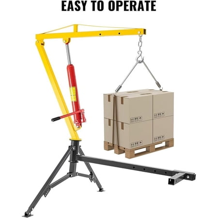 Hydraulic Pickup Truck Crane, 660 lbs Capacity, 360°Swivel, Engine Hoist, Hitch Mounted Crane with 3 Boom Capacities of 440 lbs, 550 lbs & 660 lbs