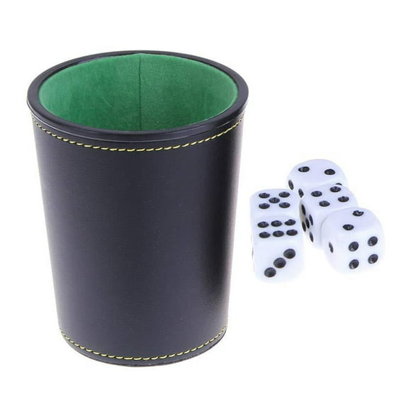 Cheers Faux Leather Flannel Dice Cup with 5 Dice Bar KTV Entertainment Accessories
