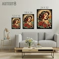 thumbnail image 4 of Rockabilly Pin Up Girl and Roses Tattoo Style Black Framed Canvas Art 12X16", 4 of 4