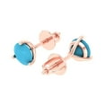 thumbnail image 2 of Clara Pucci 2Ct Turquoise Round Cut VVS1 Screw Back Stud 14k Solid hypoallergenic Gold Designer Earrings For December, 2 of 7