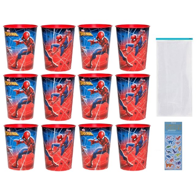 Paquete de artículos para fiestas de cumpleaños de Spiderman con 12 tazas