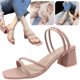 thumbnail image 3 of Sandalias gruesas con punta Abierta JShteea tacón Cuadrado Verano rosa 36, 3 of 9
