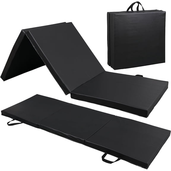 2" Extra Thick Tri-fold Folding Gym Exercise Mat Workout Yoga w/Carrying Handle
