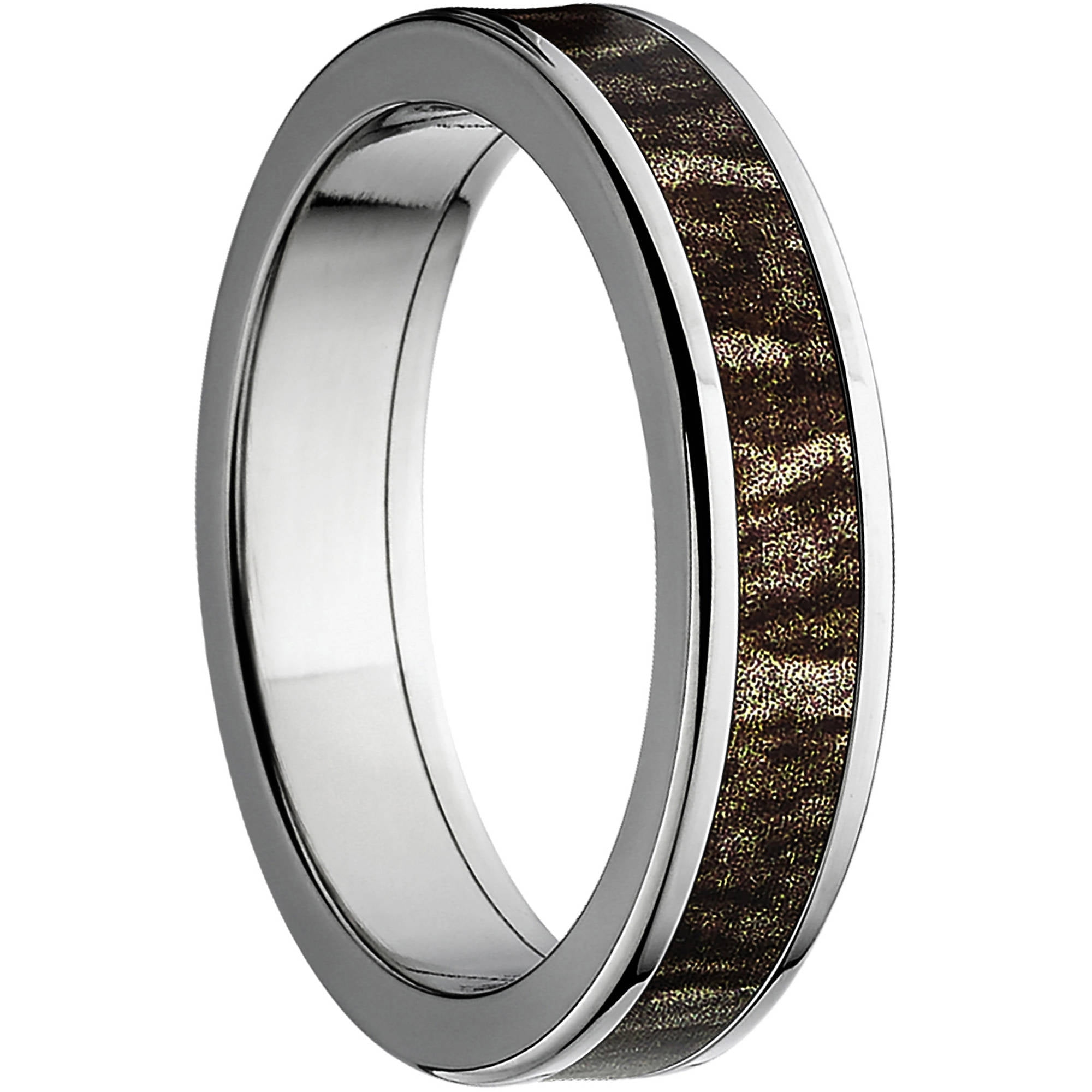 Mossy Oak Bottomland Men's Camo Stainless Steel Ring with Polished Edges and Deluxe Comfort Fit