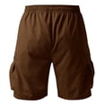 thumbnail image 4 of Domzle Men's Casual Cargo Shorts Drawstring Elastic Waist Shorts Summer Cotton Chino Work Shorts with Zipper Pockets Brown L, 4 of 6