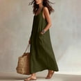 thumbnail image 4 of Hvogkswy Cotton Maxi Dresses for Women Solid Sleeveless Crew Neck Dress Boho Loose FLowy Side Pockets Casual Summer Vacation Long Dress, 4 of 7