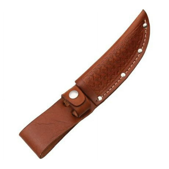 Sheath Fixed Knife Sheath, Brown basketweave leather,Fits up to 4in blade SH1133