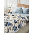 thumbnail image 5 of Blue Gray Spring Floral Flat Sheets Only Full Size, Soft Breathable Bed Top Sheets for Mattress, Vintage Botanical Luxury Bedding Flat Sheets for Home Hotel Bedroom Bed Protection, 5 of 9
