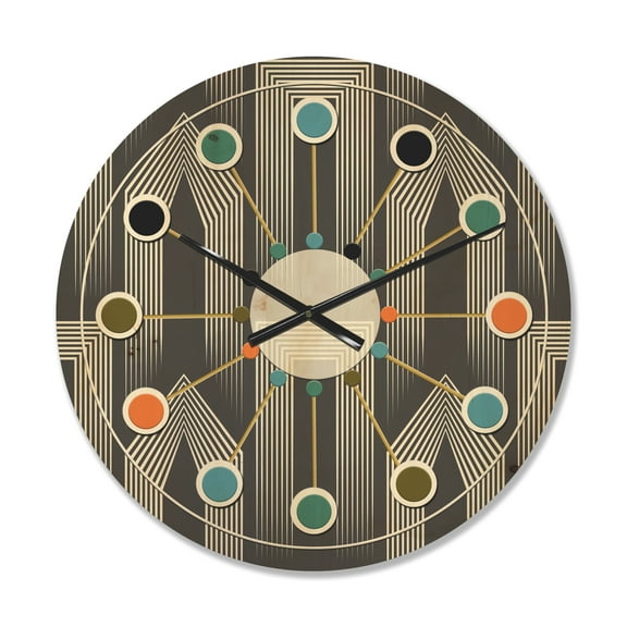 Designart 'Mimimal Monochrome Design III' Mid-Century Modern Wood Wall Clock