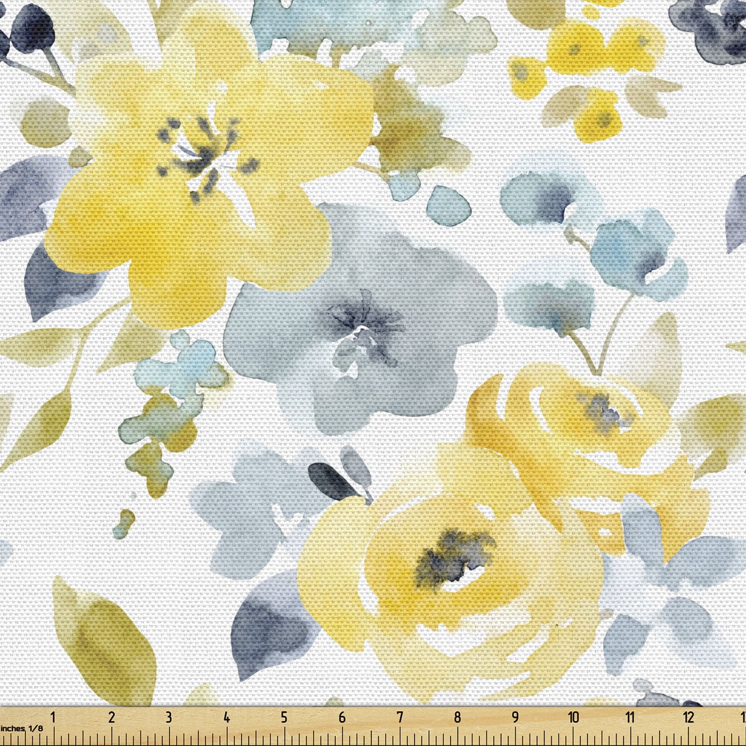 Vintage Fabric by the Yard, Romantic Flower Garden Art Concept Yellow Tone  Curly Petals on Cream Background, Upholstery Fabric for Dining Chairs Home  Decor Accents, Multicolor by Ambesonne 