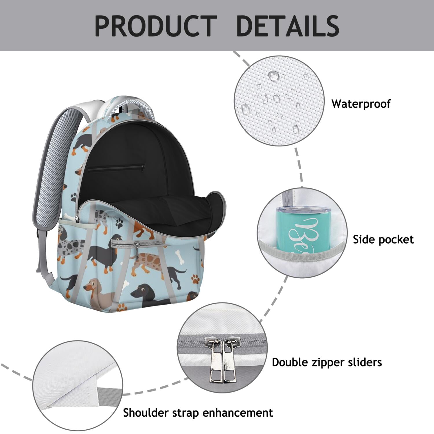 Bone Pattern Student Backpack - Stylish & Organized Storage for School Essentials