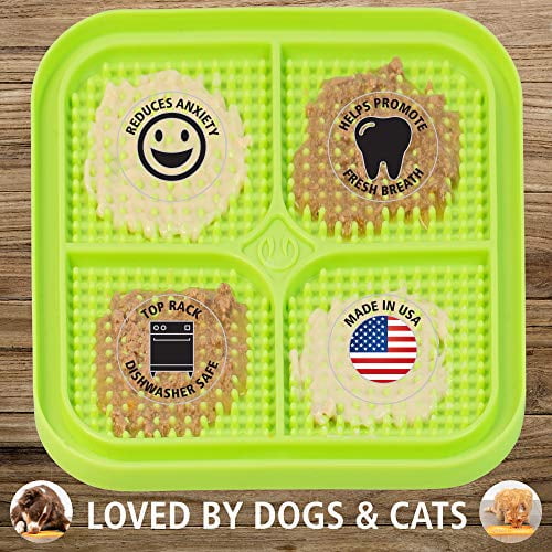 | Fun Alternative to Slow Feeder Dog Bowls Boredom Buster | Made in U.S Hyper Pet Licking Mat for Dogs & Cats Just Add Healthy Treats Calming Mat for Anxiety Relief New Version, IQ Treat Mat