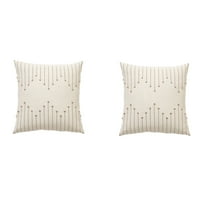 Boho Throw Pillow Covers 18x18 Set of 2 Neutral Decorative Textured Cushion Case Farmhouse Pillowcase Modern Square Pillow Covers for Sofa,Couch, Living Room