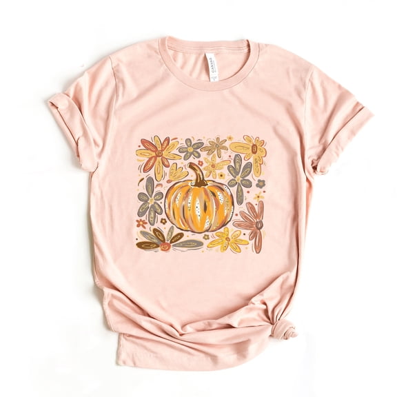 Fall Flowers And Pumpkin - Women's Short Sleeve Graphic T-Shirt