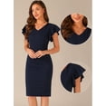 thumbnail image 2 of DARING DIVA Women's Elegant Ruffle Sleeve V Neck Bodycon Dresses XS Dark Blue, 2 of 5