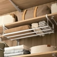 thumbnail image 6 of Expandable Shoe Rack, 19.69 - 35.43 Inches White Retractable Under Cabinet Shelf Hanging for Closet, Entryway, Corner, Garage, Space-Saving and Heavy Duty Metal, with 2 S-Hooks, 6 of 7