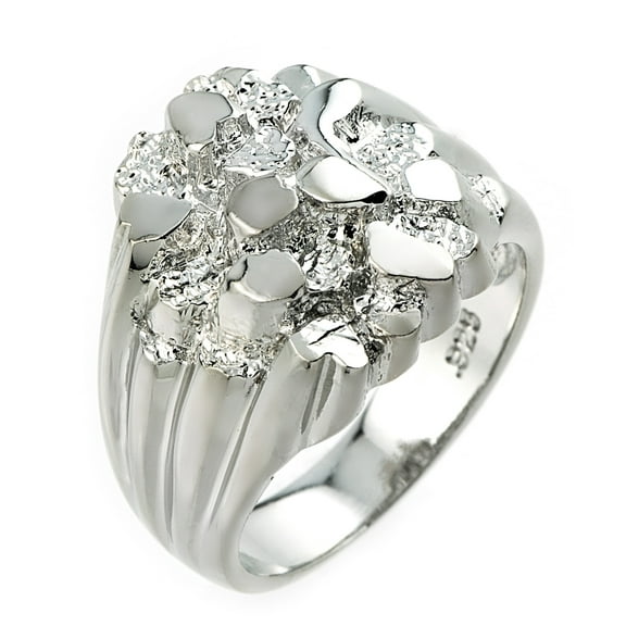High Polished Sterling Silver Men's Nugget Ring- Size 11