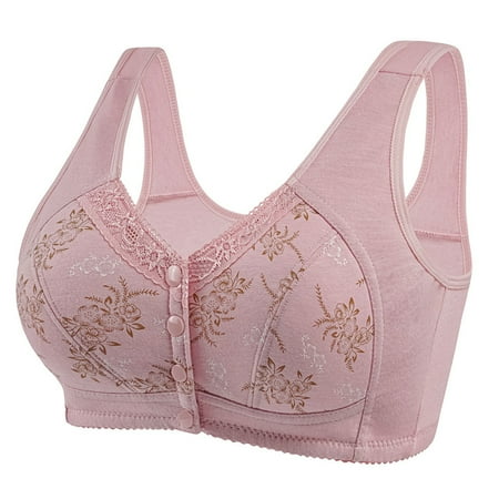 Clearance! Yunmei Minimizer Bras for Women Women Lace Front Buckle Prints Underwear Without Rims Vest Lace Plus Size Bra Underwear Womens Underwear and Bras Pink Xxl