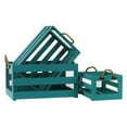 thumbnail image 1 of Wood Rectangular Crate with Mesh Sides and Rope Handles Set of Three Coated Finish Aquamarine, 1 of 2