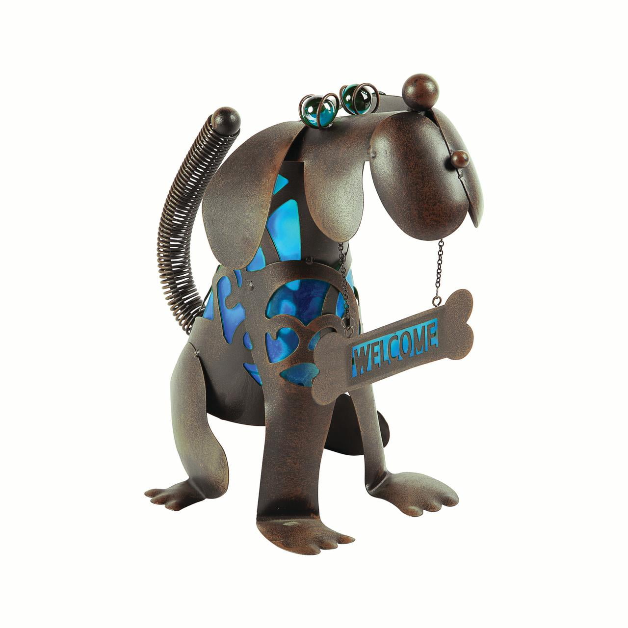 New Dog Ornament with Solar Light Up Sunglasses Durable Weatherproof LED Light. 