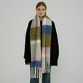 thumbnail image 2 of CoCoMangos Oversized Plaid Scarf for Women Rainbow Color Pashmina Shawls and Wraps Large Scarves Blanket Cape Cardigan for Fall Winter, 2 of 8