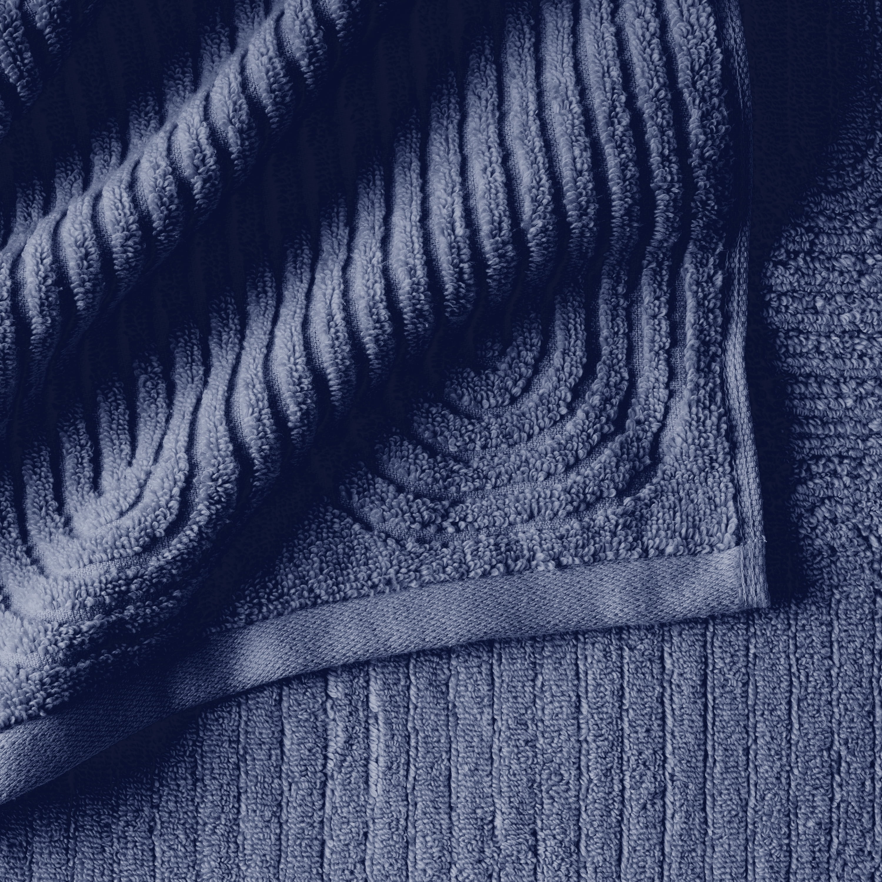 Beautiful by Drew Barrymore Textured Bath Towel, Soft 100% Cotton, Smokey Blue