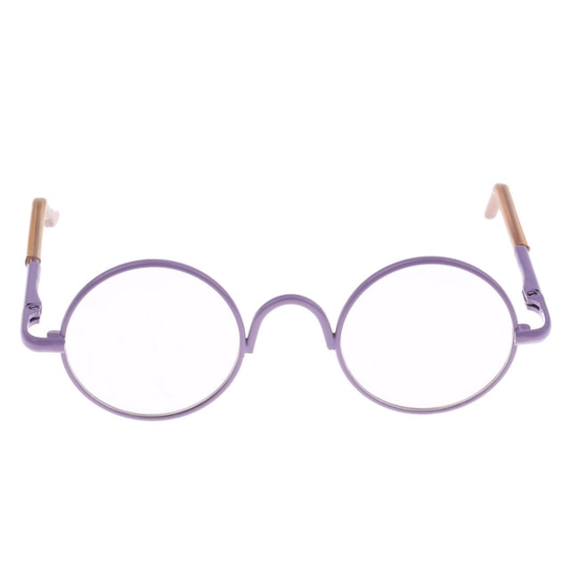 Gafas de montura redonda Sunnimix para muñecas BJD 1/6 9cm color púrpura claro