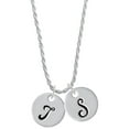 thumbnail image 1 of Delight Jewelry Silvertone Large Script Letter - T - 3/4'' Disc - Silvertone Script Initial Disc - S - Charm Necklace, 20"+3", 1 of 4