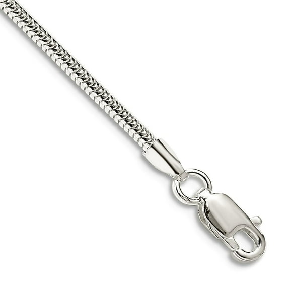 925 Sterling Silver Polished 2mm Round Snake Chain Bracelet 8 Inch Lobster Claw Snake Charm Bracelet for Women and Men