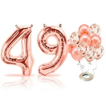 PARIS PRODUCTS - 49th Birthday Rose Gold Balloons & Number 49 Mylar Balloon, 49th Birthday Party Decor, 49th Birthday Decorations for Women, 49th Birthday Decorations Women 49