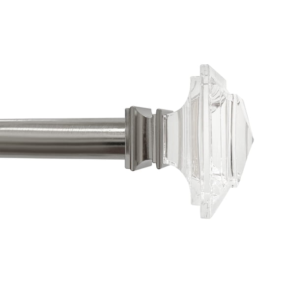 Better Homes & Gardens 1 in Brushed Nickel Acrylic Square Single Curtain Rod, 32 in-120 in