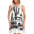 thumbnail image 1 of Balery Vintage Cactus Pickup Vestidos de verano para mujer con estampado: vestido holgado sin mangas, vestido playero informal y cómodo para días calurosos., 1 of 7