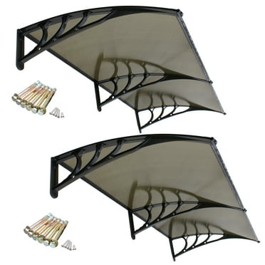 2PCS 40" x 80" Window Awning Door Canopy Polycarbonate Cover Front Door Brown