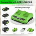 thumbnail image 3 of Dual Port Rapid Charger for Green-works 24V Battery for G-24 24V Lithium Battery Compatible with Greenwork 24V Batteries 29842 29852 for 29862 Green-works 24V Battery Charger, 3 of 9