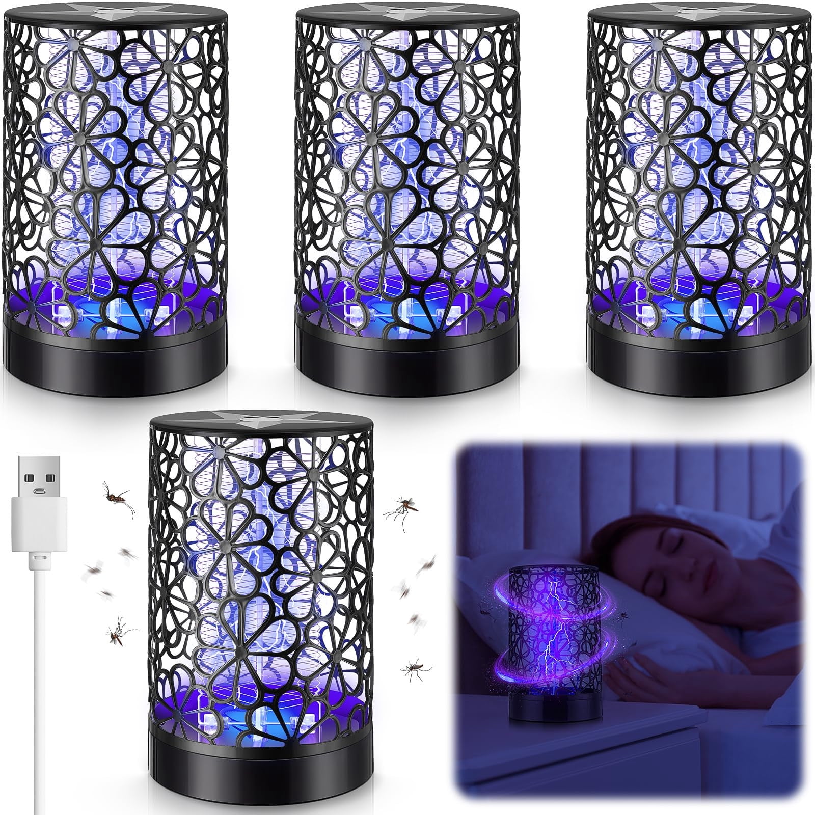 Gytml USB Plug-In Mosquito Eliminator, Biomimetic Purple Light Bug Trap, Safe & Durable Insect Killer For Home, Patio & Courtyard(Black-20.5cmx13cm)