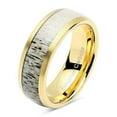 thumbnail image 2 of Tungsten Rings for Men Gold Wedding Band Antler Inlaid Dome Edge Matte Finish Size 8-16 (Tungsten, 13.5), 2 of 6