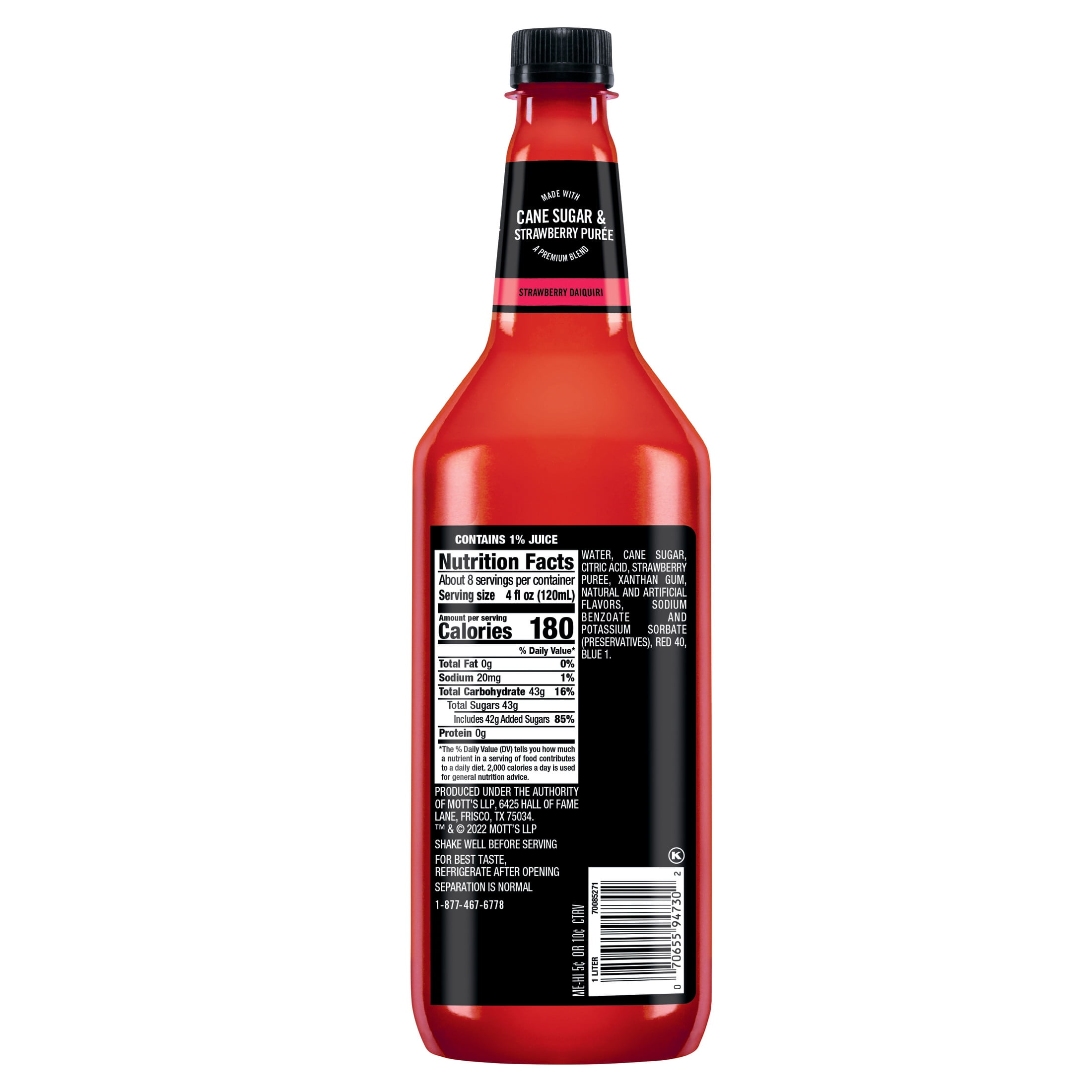 Mr & Mrs T Strawberry Daiquiri Margarita Cocktail Mix, 1 L, Plastic Bottle, Shelf Stable