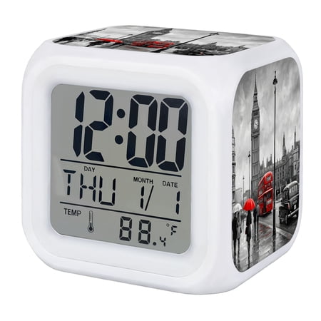City Street Digital Alarm Clock for Bedrooms,Smart LED Alarm Clock with 7 Color Changing Night photo City Street Digital Alarm Clock for Bedrooms,Smart LED Alarm Clock with 7 Color Changing Night