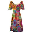 thumbnail image 6 of Colorful Bohemian Style Dress Abstract Floral Retro Dresses Women Short Sleeve Stylish Casual Dress V Neck Oversize Vestidos, 6 of 7