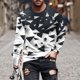 thumbnail image 1 of Blusas y camisas de manga larga con cuello redondo para hombre, blusa informal de manga larga con cuello redondo y estampado de rayas, blusa de poliéster para hombre, 1 of 5