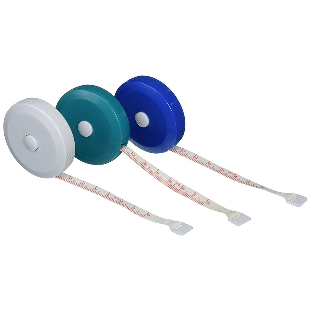 3 PACK Retractable Medical Body Tape Measure White, Teal, and Royal