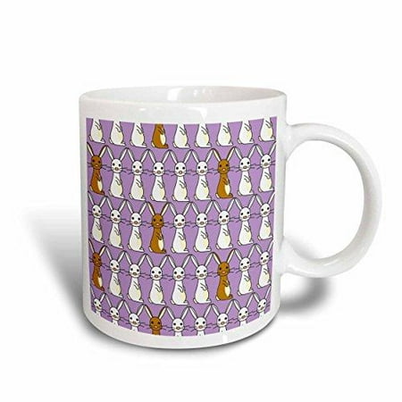 Parade Bunny - 3dRose Cute Bunny Parade Purple, Ceramic Mug, 11-ounce