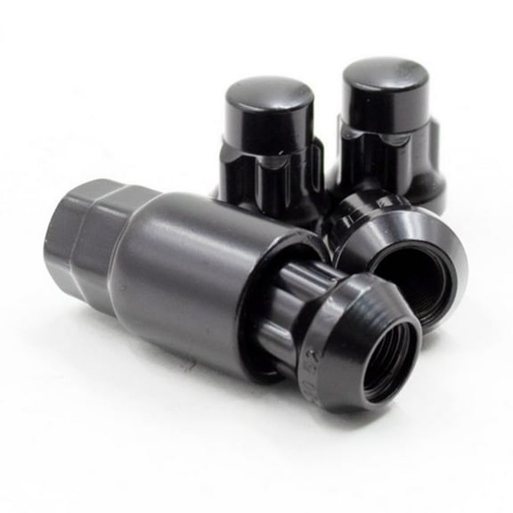M12 1.50 12x1.5 Thread Closed End Bulge 1.38" Long Locking Wheel Lug Nuts Lock Black Dual Hex Key 13/16" and 3/4" Fits Many Chevy Honda Toyota