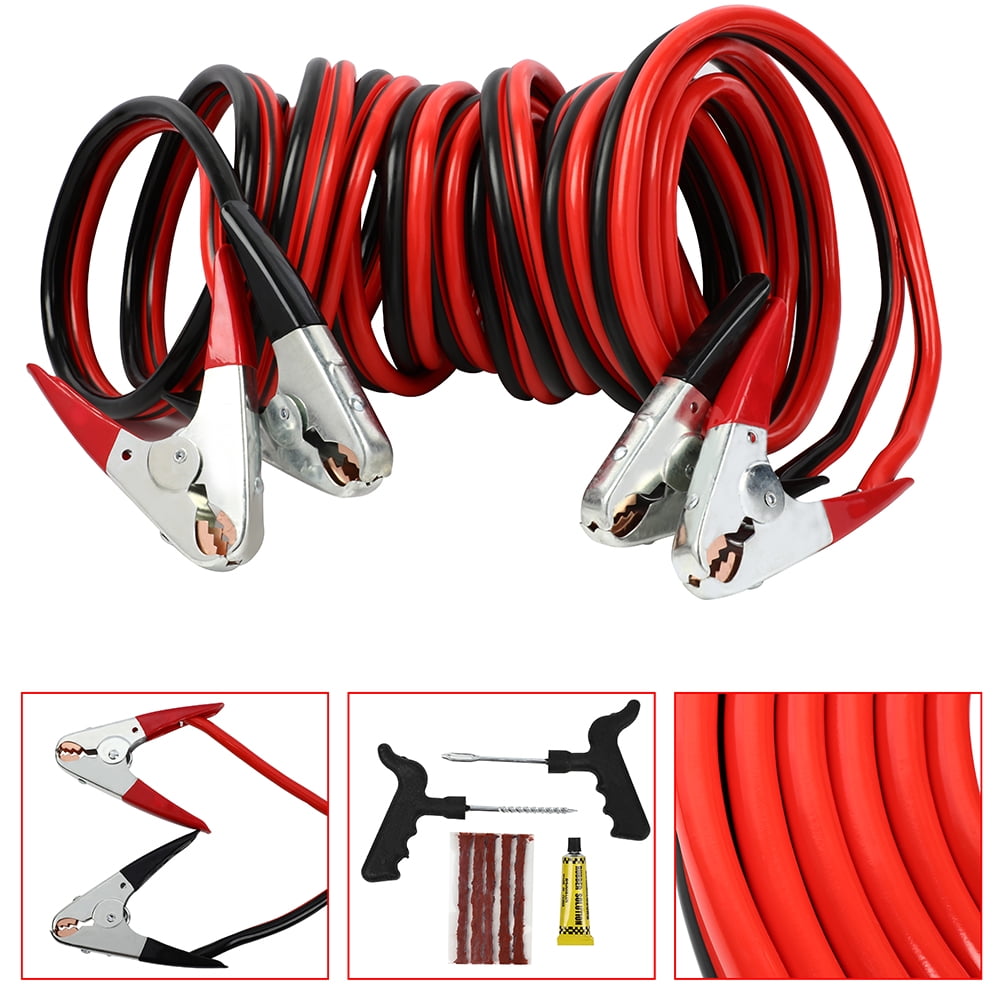 CCIYU Jumper Cables Heavy Duty Booster Cable for Battery Emergency 30 Feet  1 Gauge+Tire repair kit Long Enough Booster Jumper Cable Perfect for Larger  Truck Farm Equipment Diesel Trucks SUVs & More 