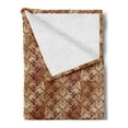 thumbnail image 2 of Floral Soft Flannel Fleece Throw Blanket, Graphic Design of Floral Elements as Organic Curvy Leaves Print, Cozy Plush for Indoor and Outdoor Use, 50" x 70", Maroon and Sand Brown, by Ambesonne, 2 of 5