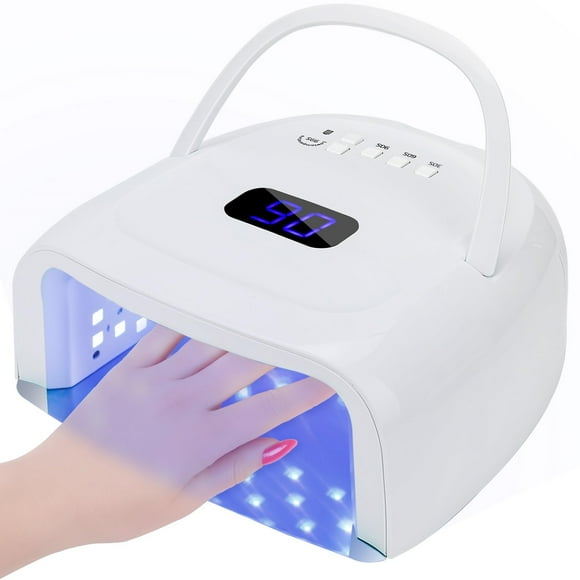 Lampe à Ongles UV LED, Séchoir à Ongles UV LED Professionnel Rechargeable de 60 W pour Vernis Gel, Lampe à Polymérisation Rapide, 4 Réglages de Minuterie, Lumières à Ongles en Gel pour Machine à Ongles à Capteur Automatique